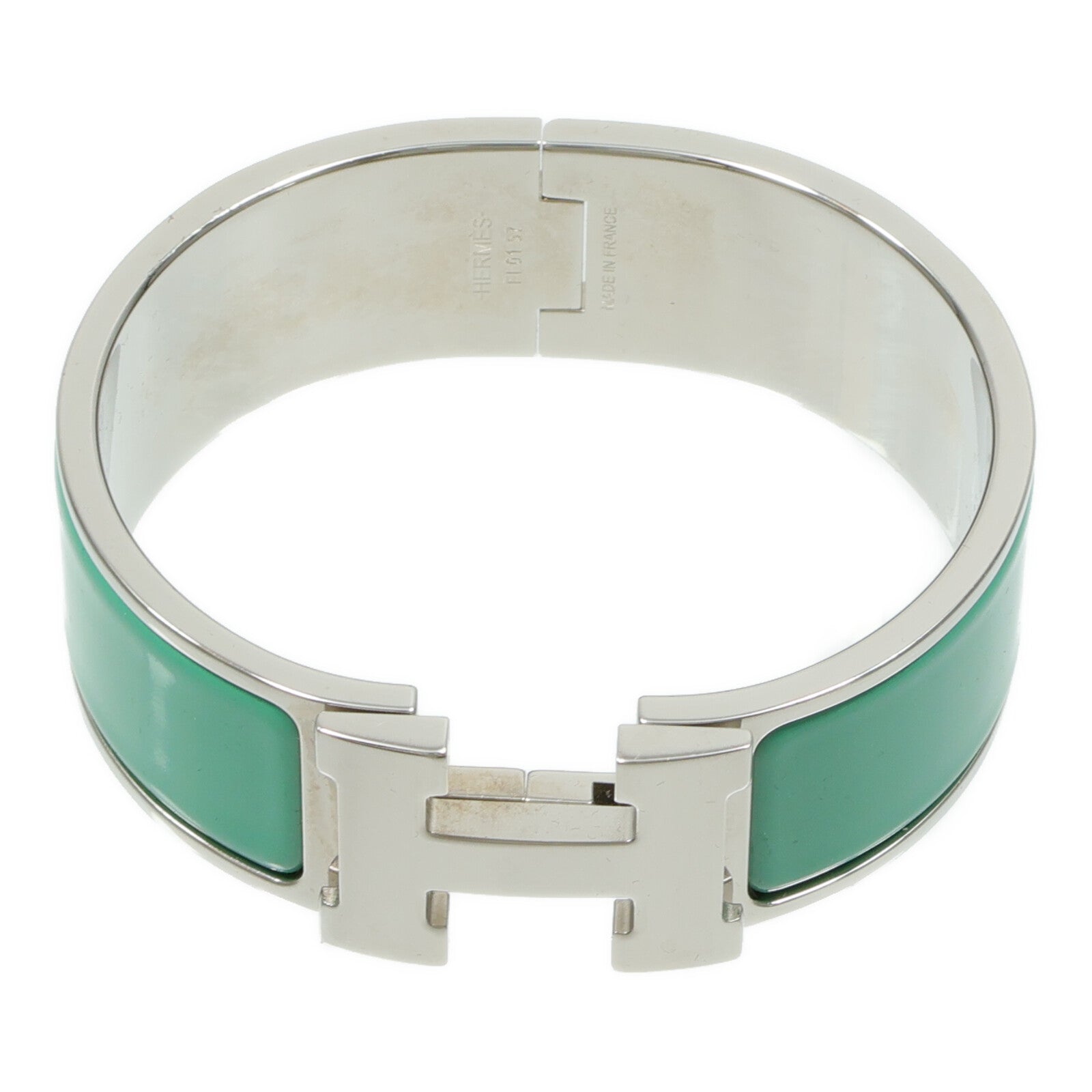 HERMES 金屬/琺瑯Clic-Clac H手鐲Vert Menthe