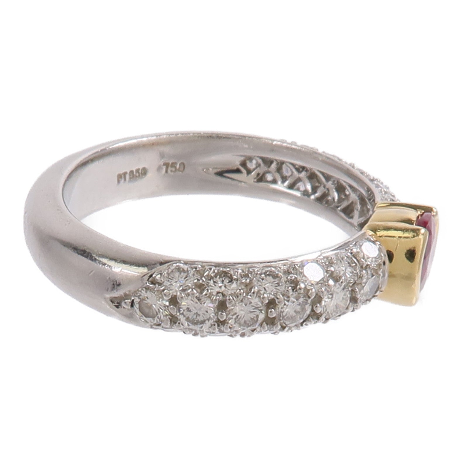 TIFFANY＆CO PT950鉑金/18K黃金Ruby Diamond Ring紅寶石/鑽石戒指