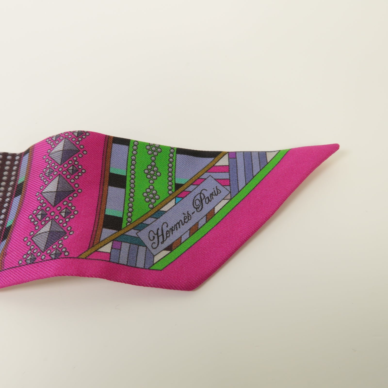 HERMES 【激減優惠】絲質Twilly絲巾紫色