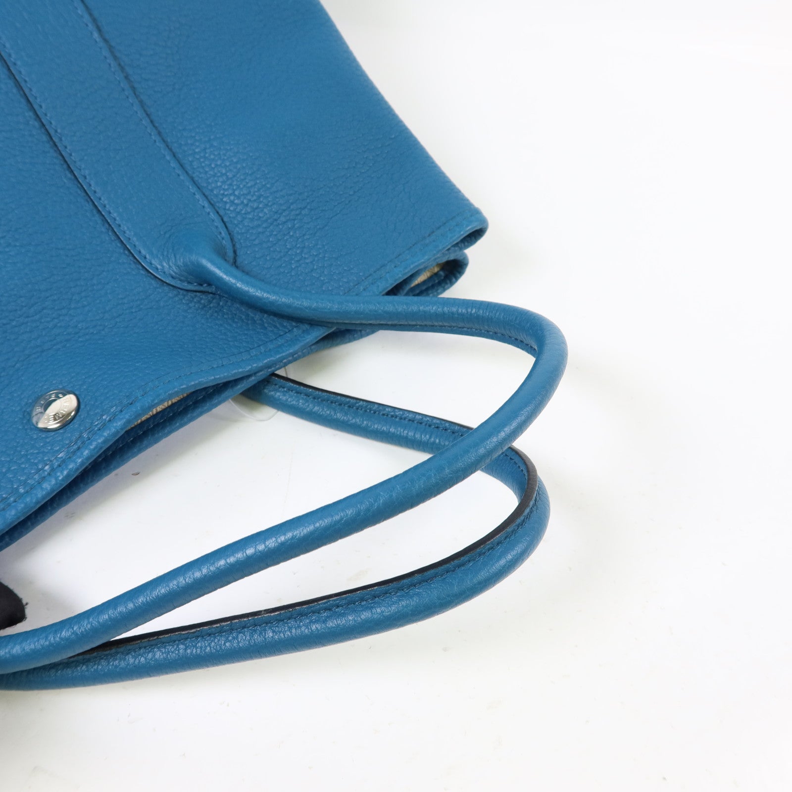 HERMES Negonda皮革Garden Party PM銀扣手挽袋Turquoise