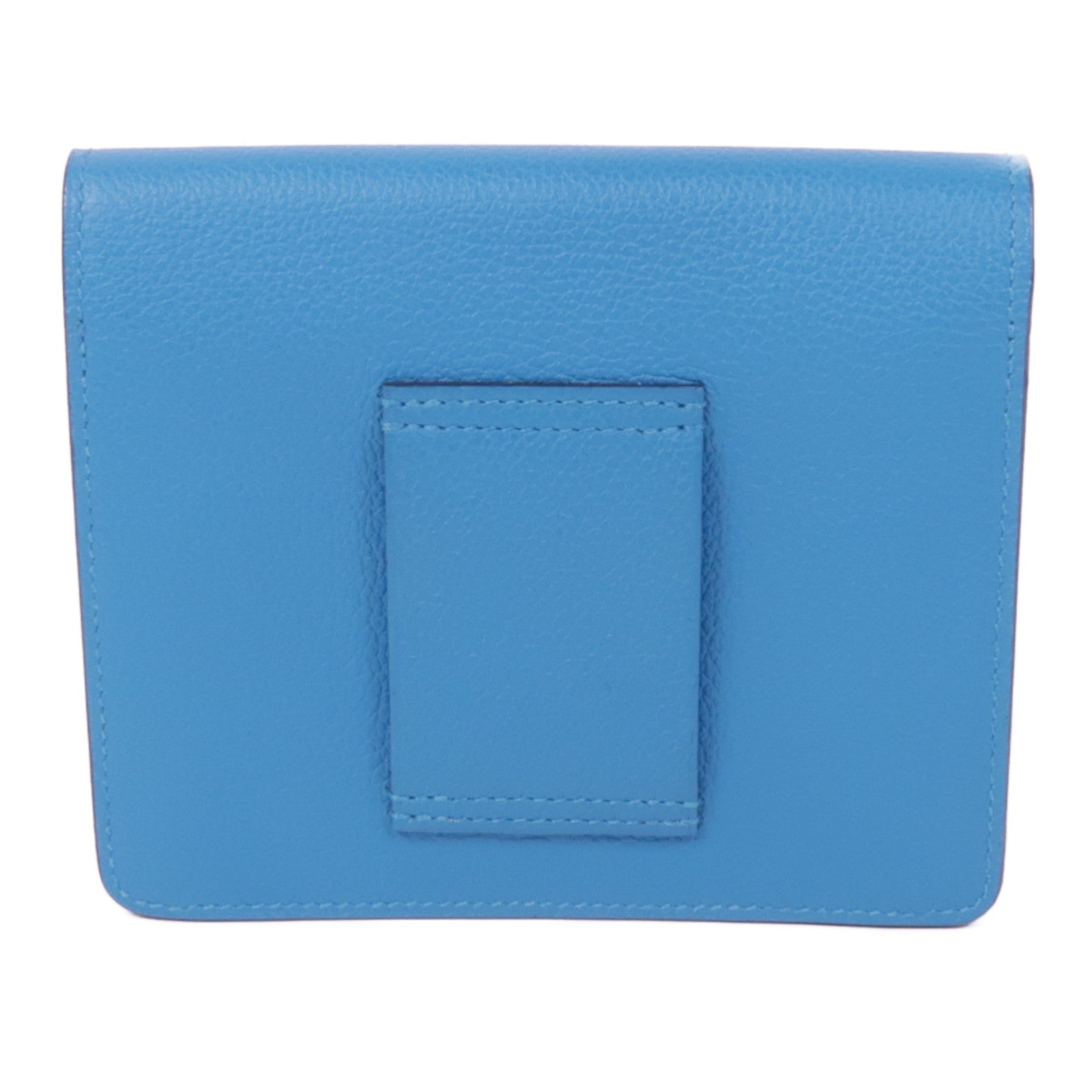 HERMES GHW Roulis Slim Wallet Evercolor Leather Blue