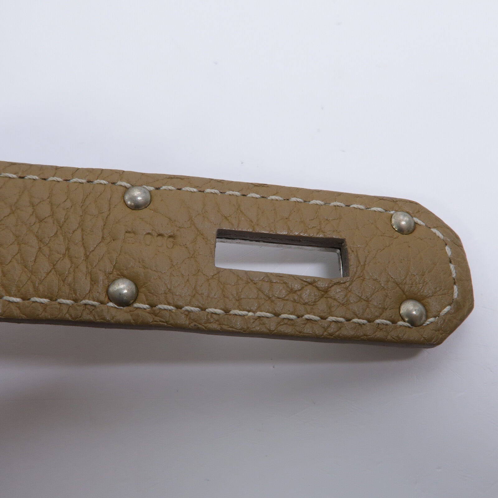 HERMES Clemence皮革Jypesiere 34肩背袋Kraft/Gris Pearl