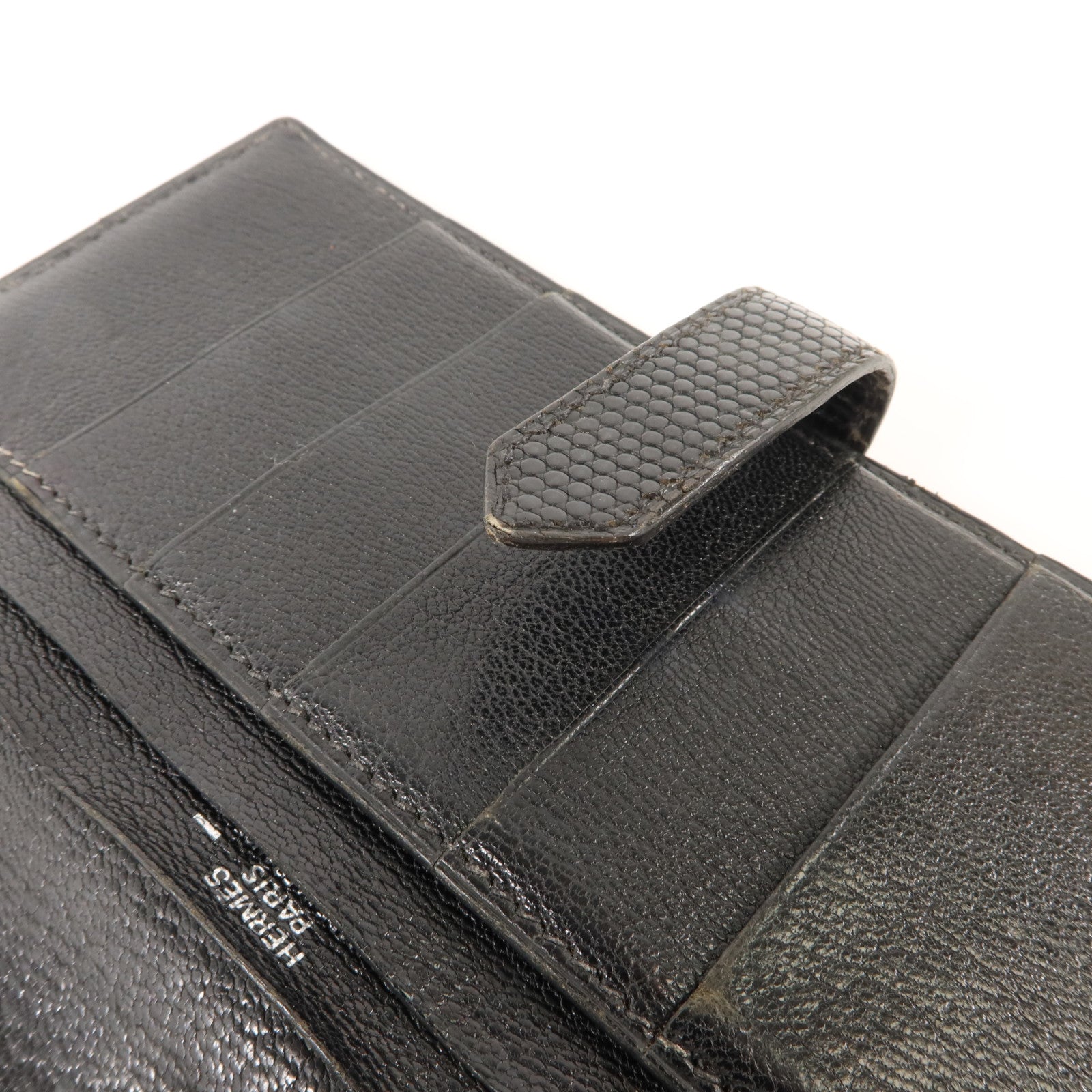 HERMES 蜥蝪皮革Bearn Long Wallet長錢包Noir