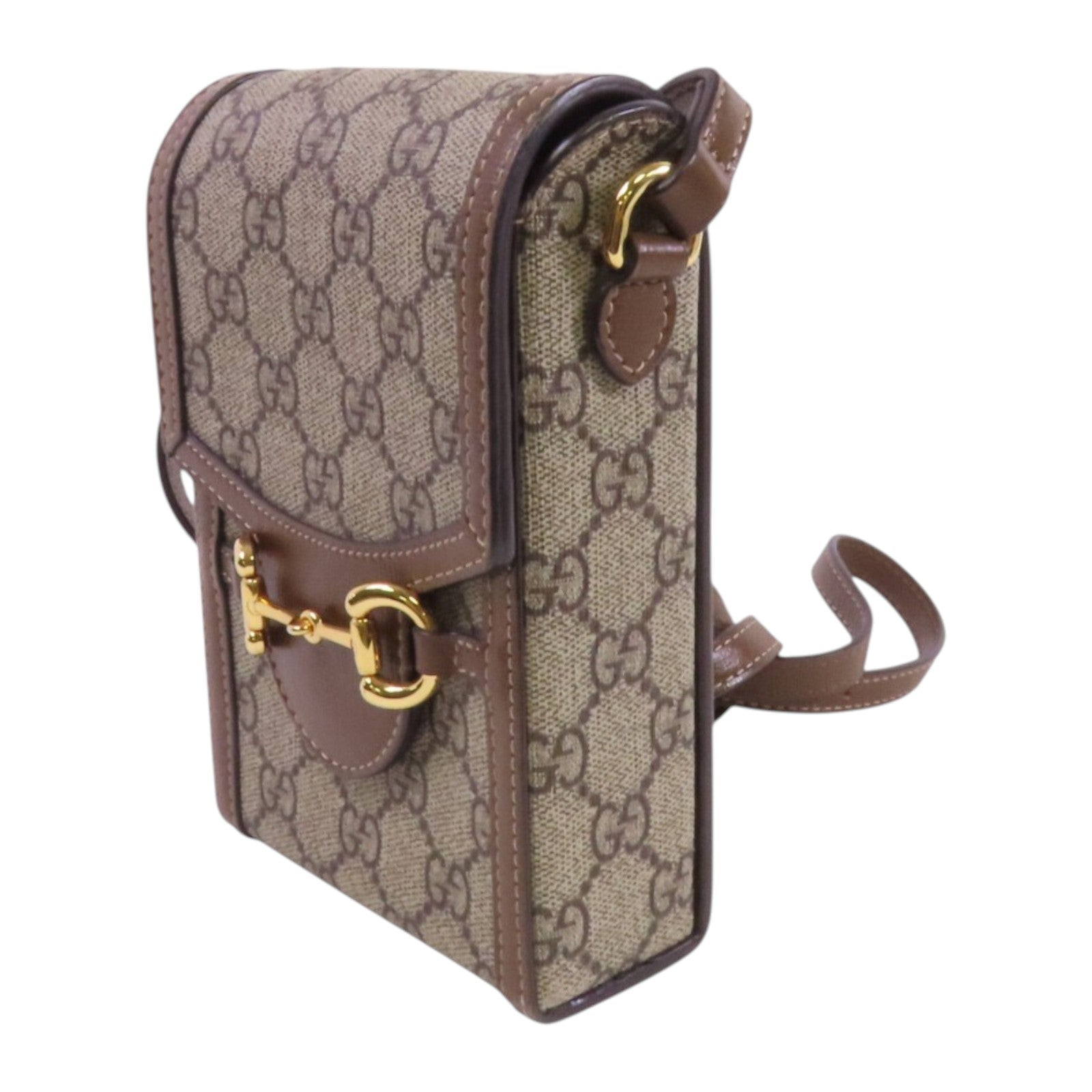 GUCCI 塗層帆布Horsebit 1955 Mini金扣肩背袋