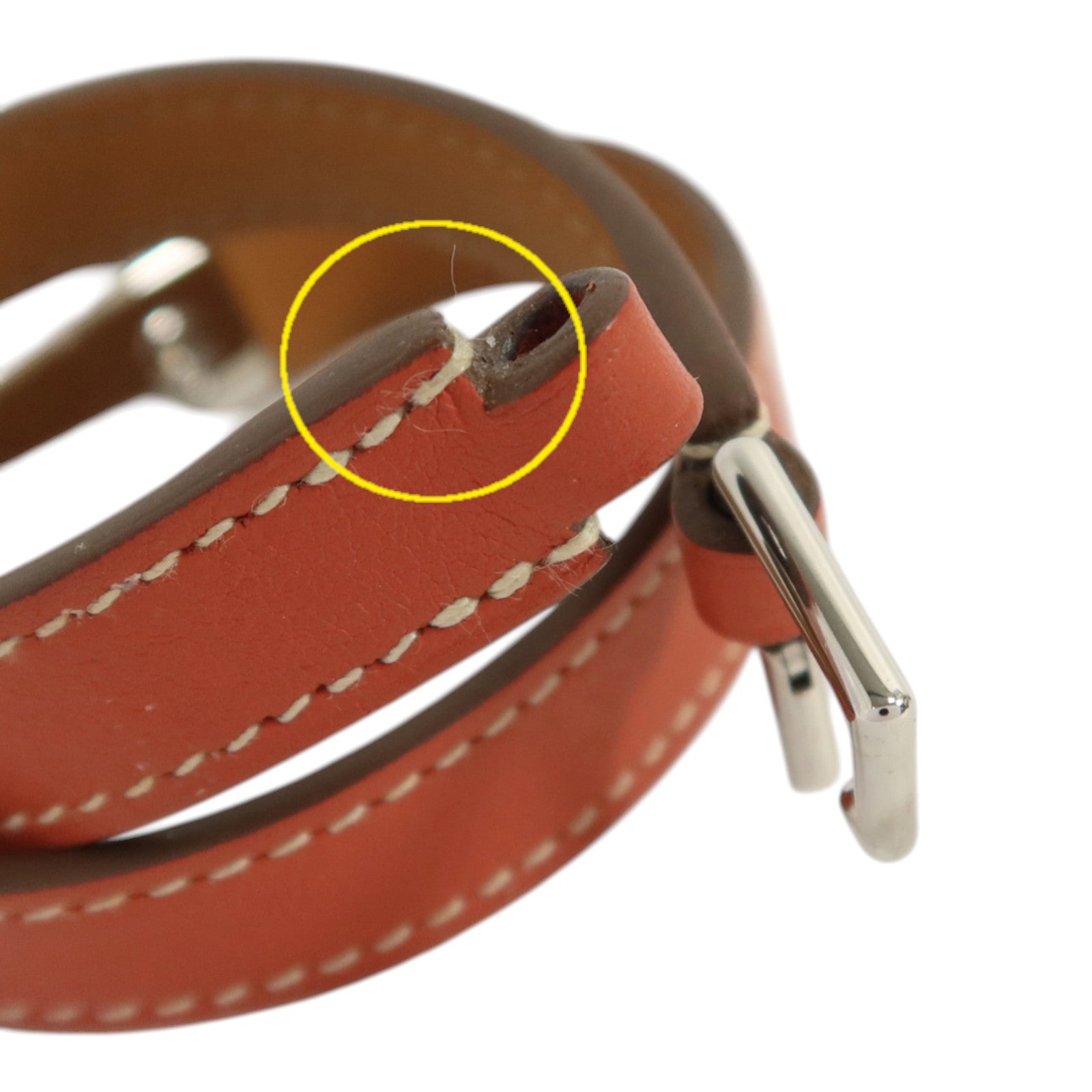 HERMES Swift皮革Rivale Double Tour Bracelet銀扣手鏈