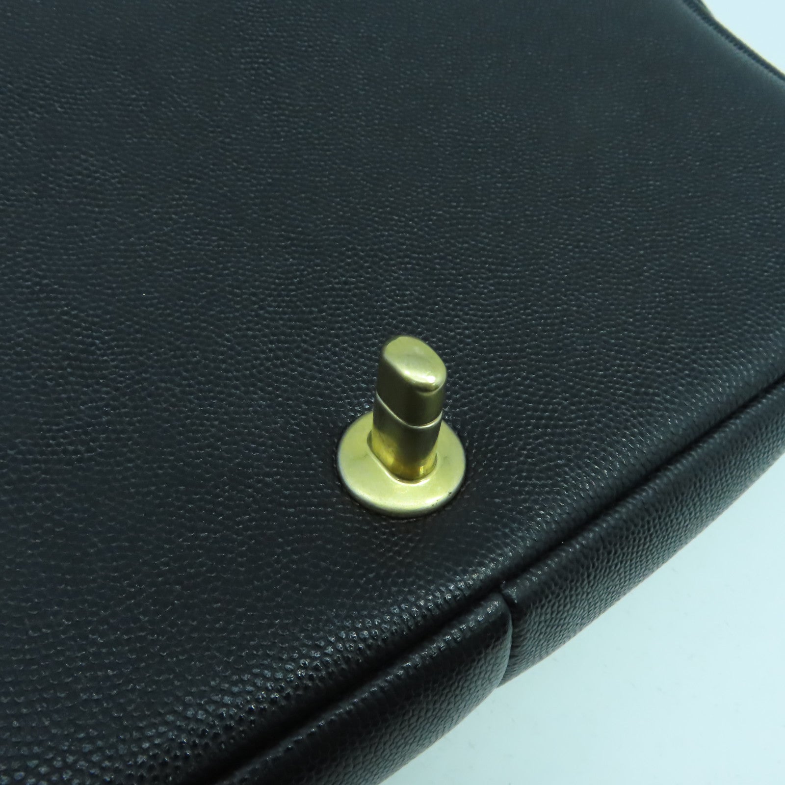 CHANEL 菱格Caviar皮革Flap Chain Shoulder Bag金扣手挽肩背兩用袋黑色