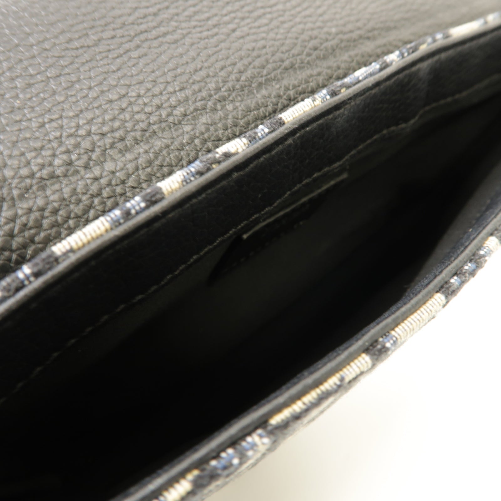 Dior 帆布/皮革Saddle Pouch Bag銀扣肩背袋黑色米色