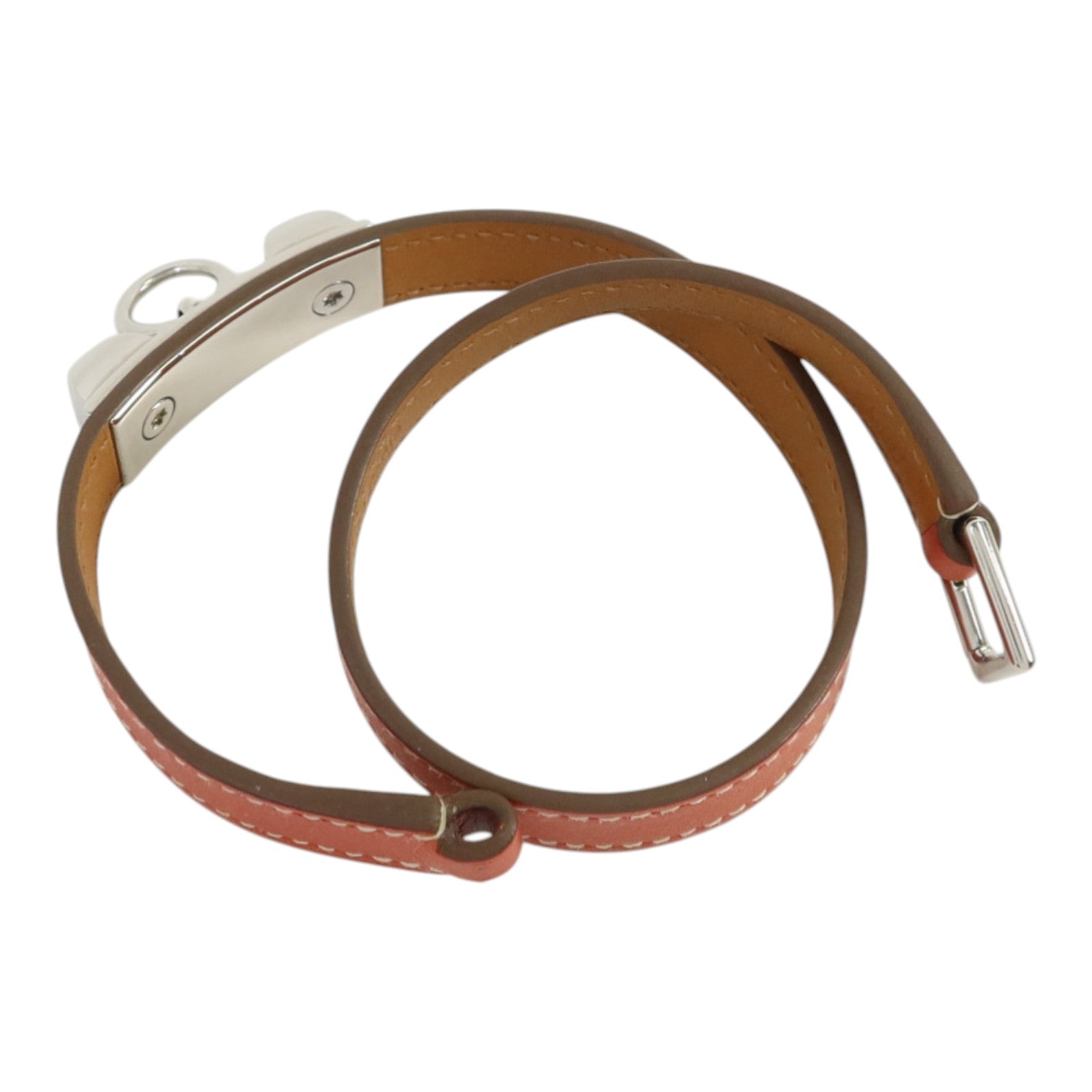 HERMES Swift皮革Rivale Double Tour Bracelet銀扣手鏈