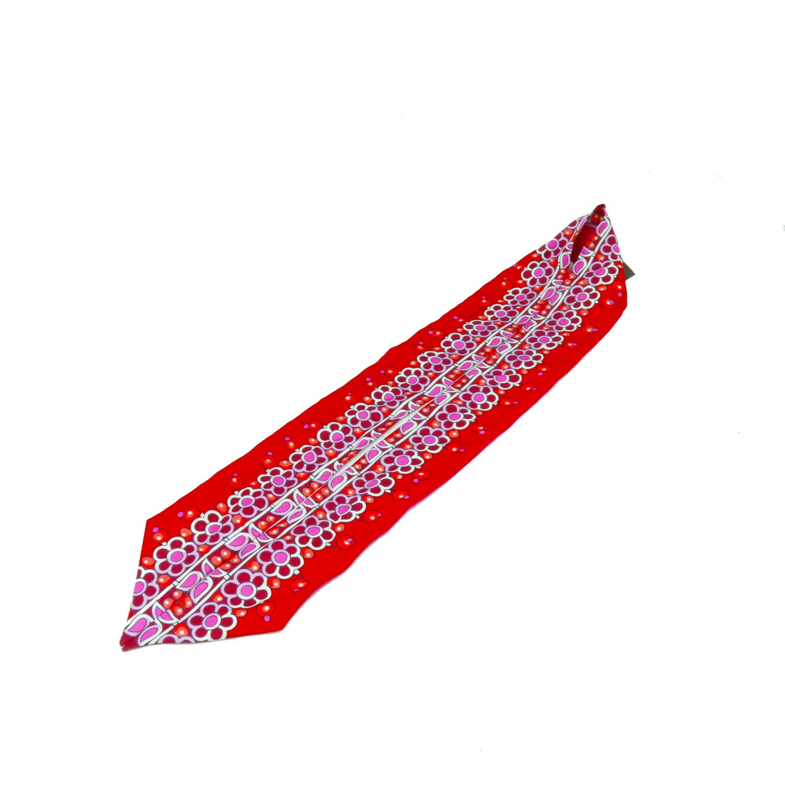 HERMES 【激減優惠】絲質Twilly絲巾紅色/粉紅色