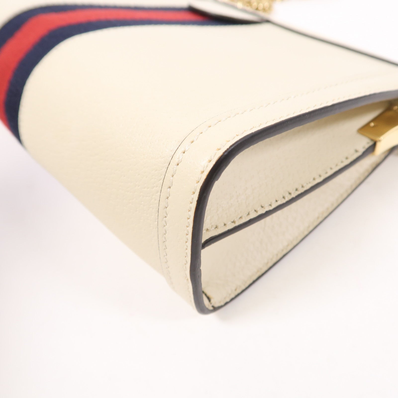 GUCCI GG GHW Ophidia GG Chain Shoulder Bag Calfskin Leather 503877 White