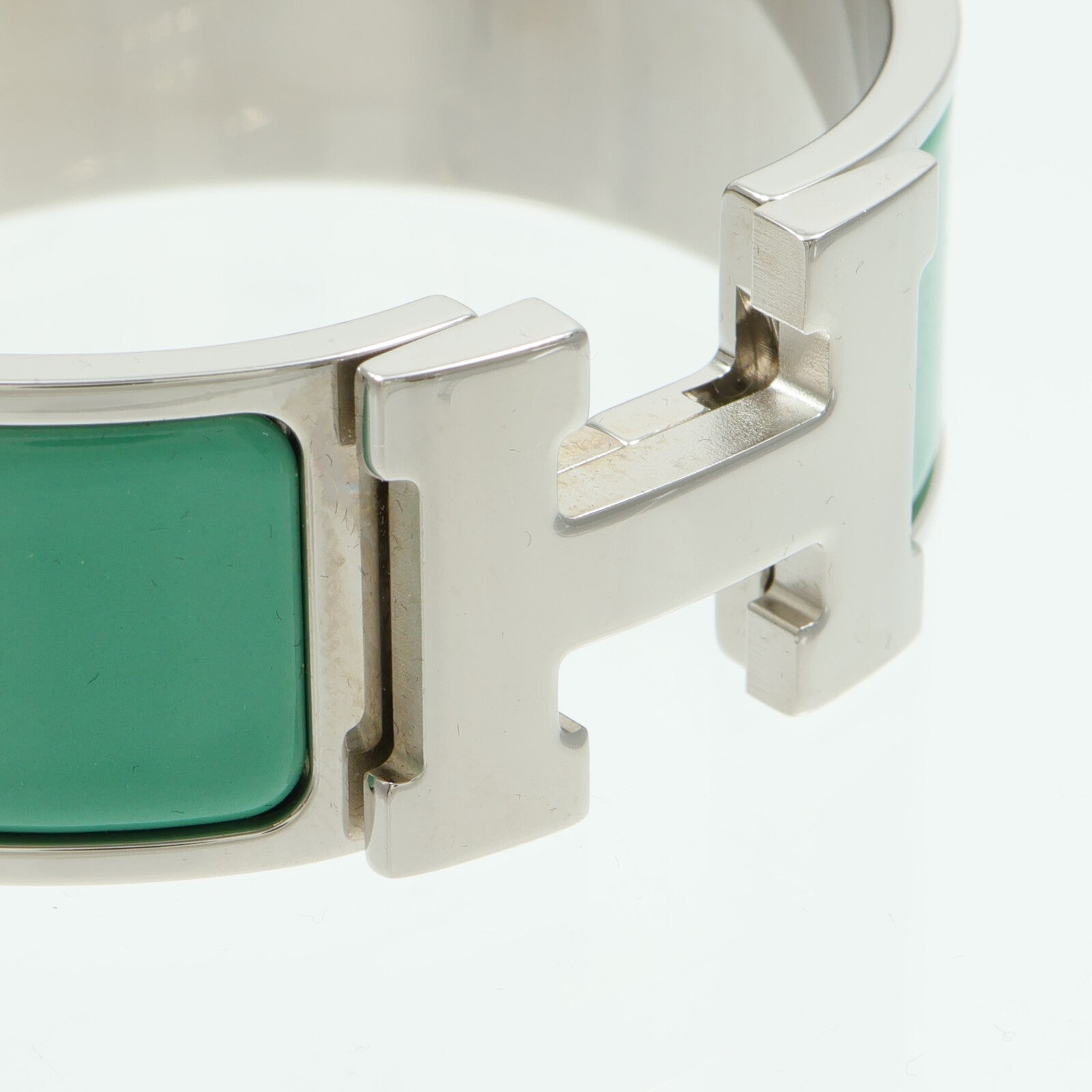 HERMES 金屬/琺瑯Clic-Clac H手鐲Vert Menthe