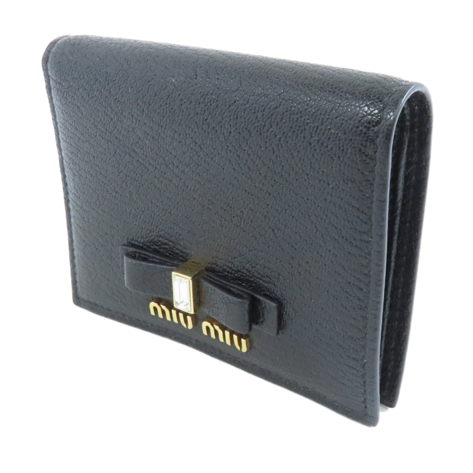 Miu Miu 牛皮皮革Wallet金扣錢包黑色