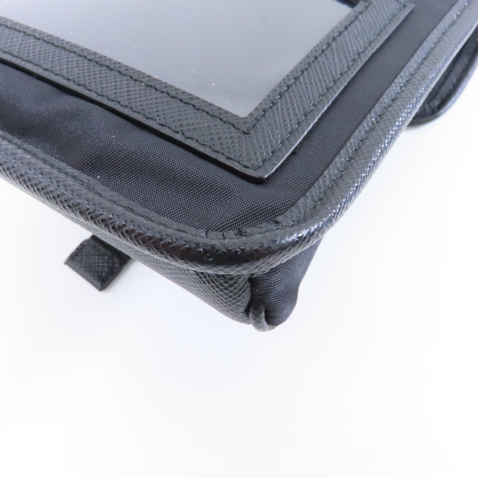 PRADA 尼龍/皮革Phone Holder Shoulder Bag銀扣手機袋斜孭袋黑色