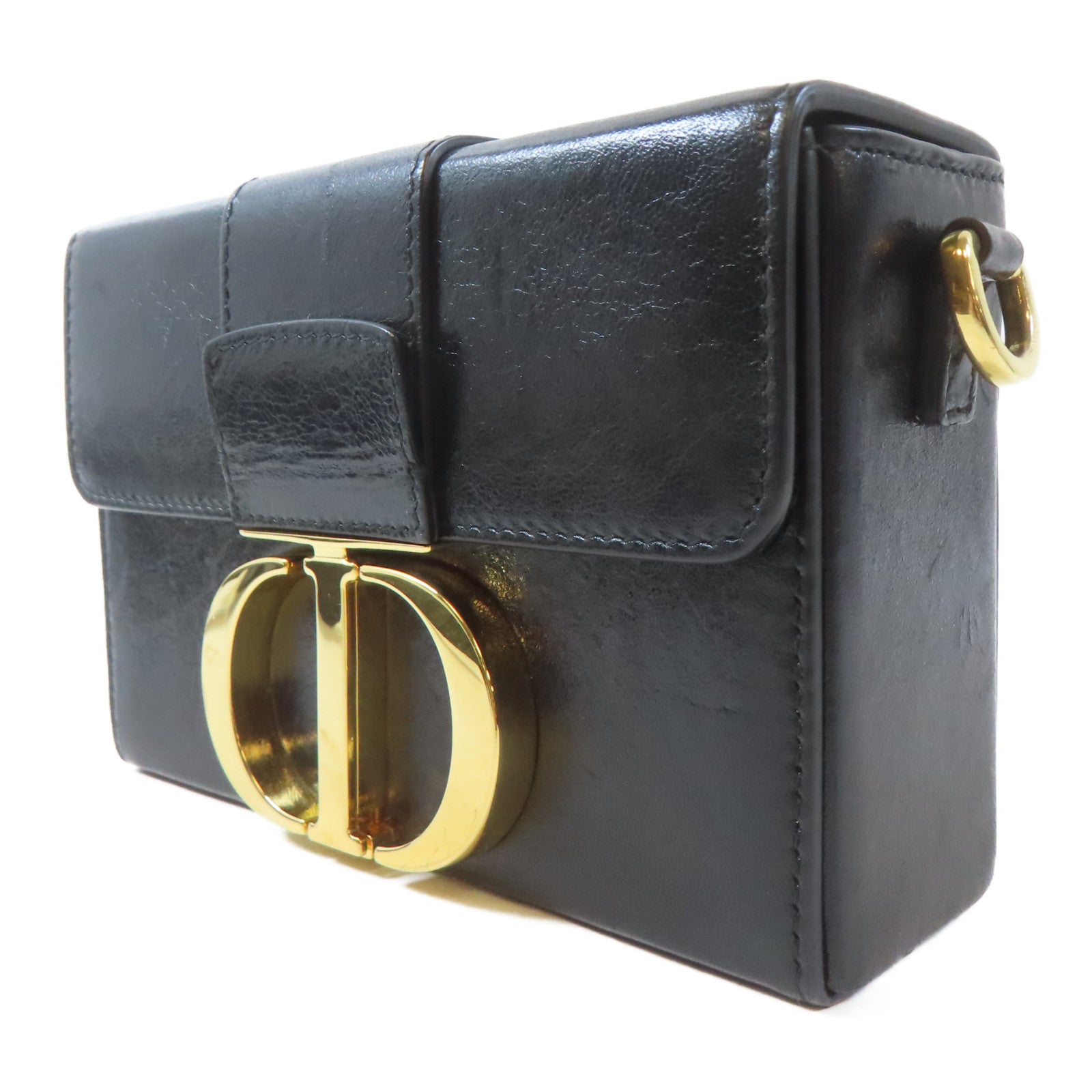 Dior 牛皮皮革Mini Montaigne金扣肩背袋黑色