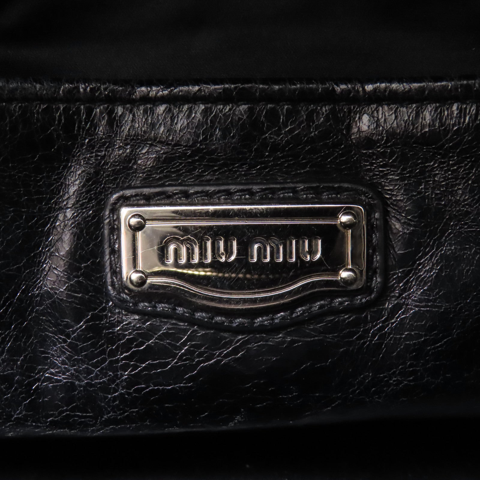 Miu Miu 牛皮皮革Shoulder Bag銀扣手挽肩背兩用袋