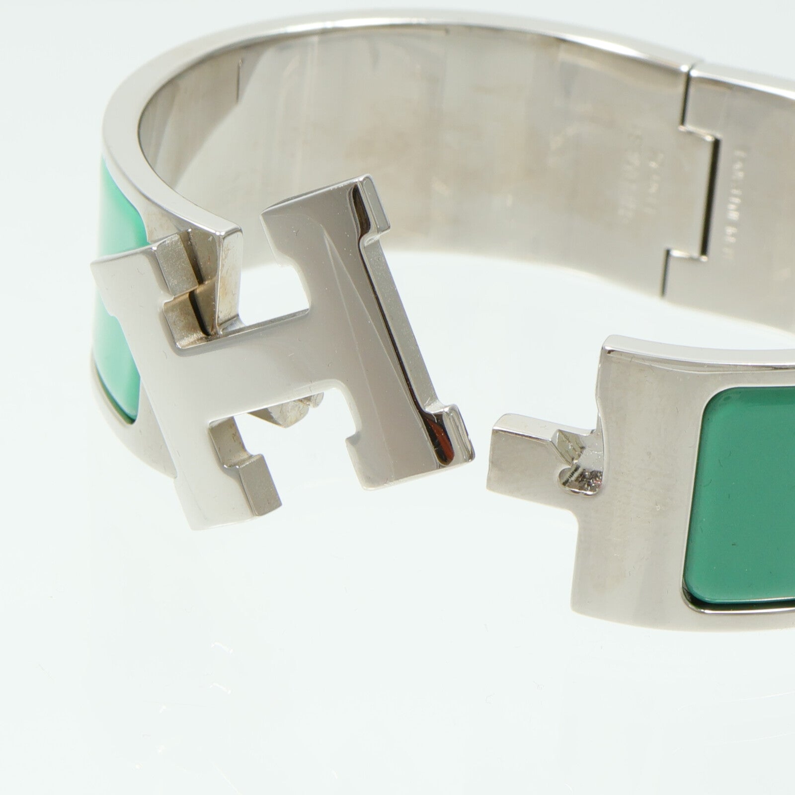 HERMES 金屬/琺瑯Clic-Clac H手鐲Vert Menthe