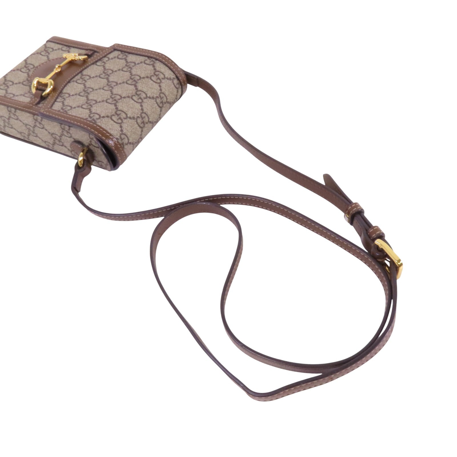 GUCCI 塗層帆布Horsebit 1955 Mini金扣肩背袋