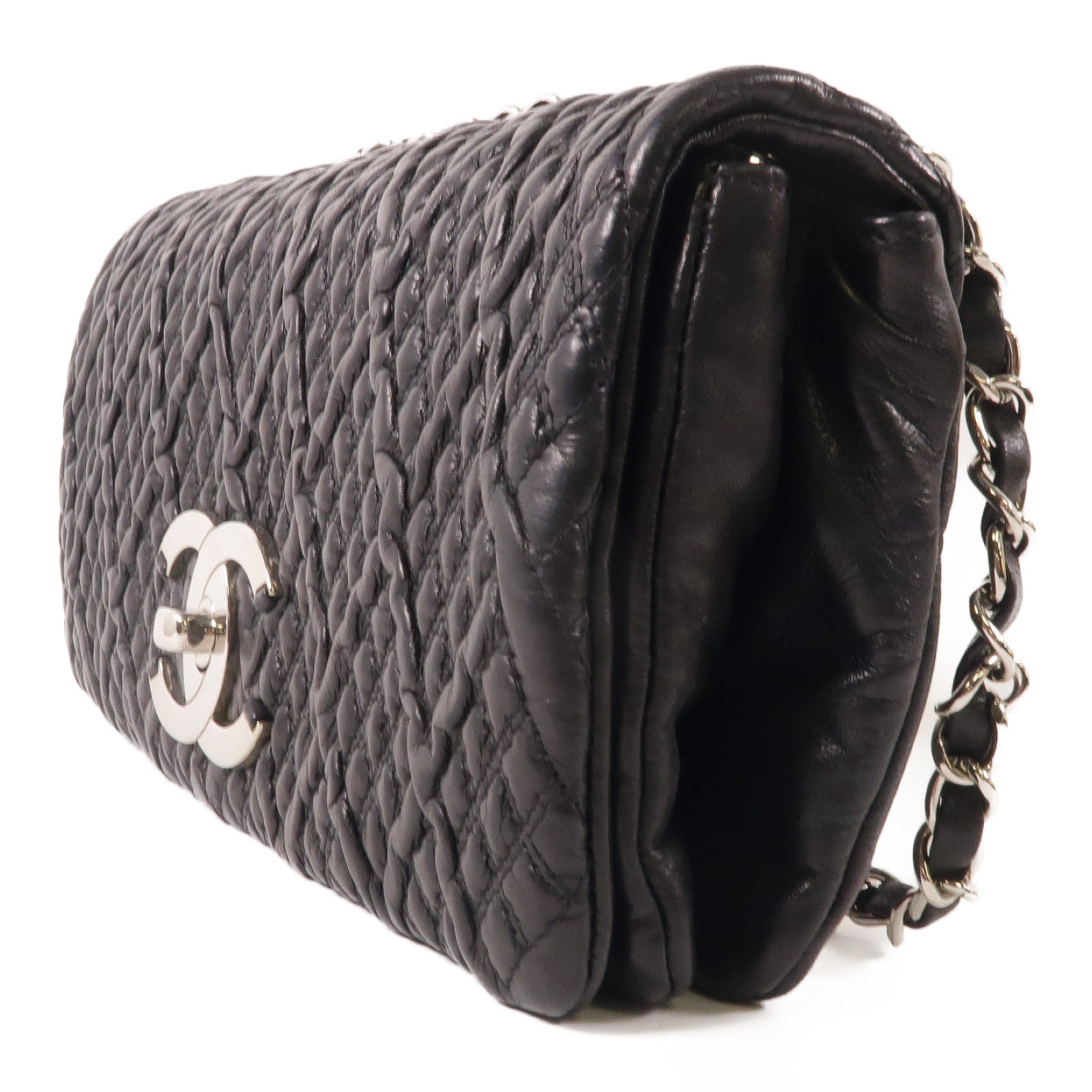 CHANEL 牛皮皮革Shoulder Bag銀扣鏈帶肩背袋
