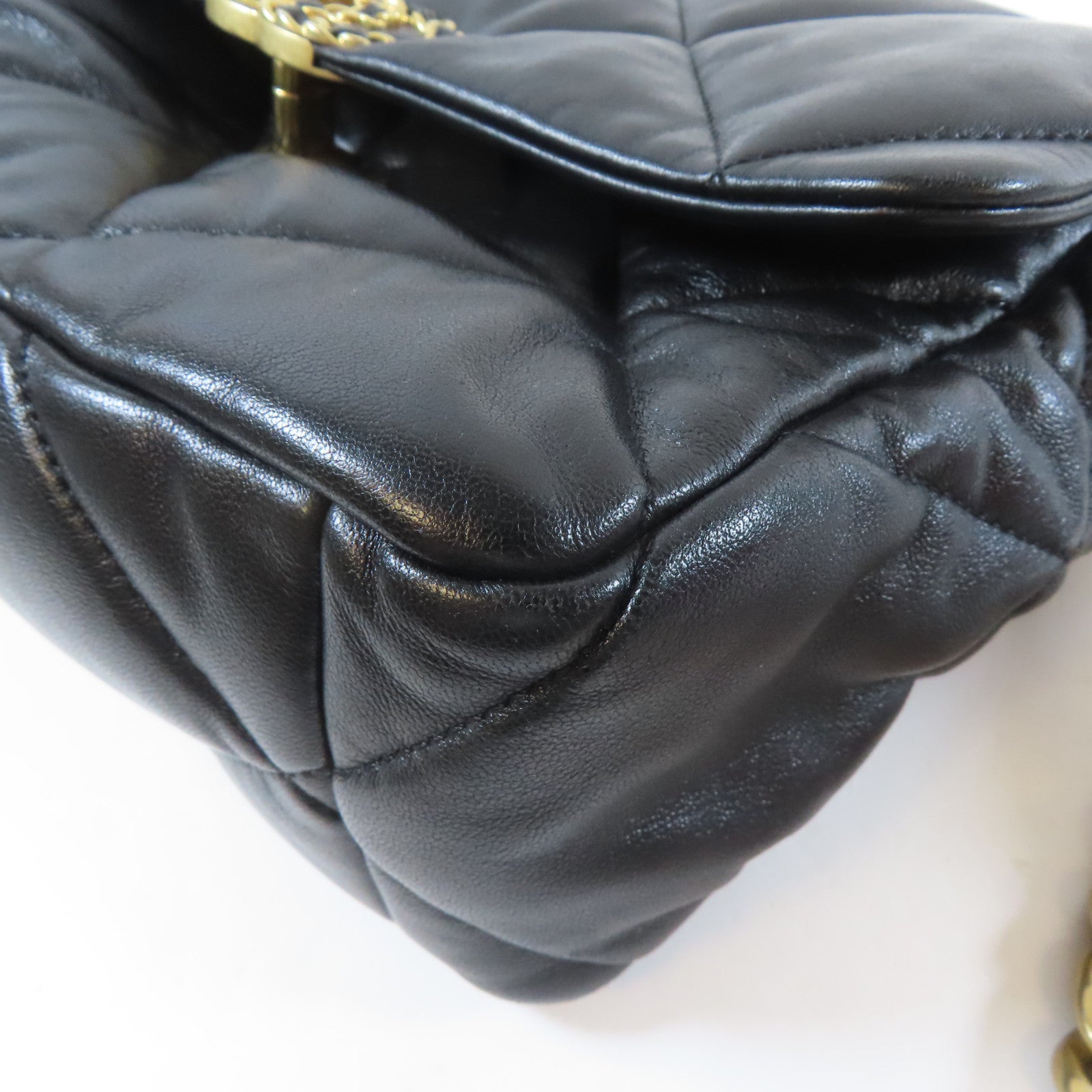 CHANEL 【激減優惠】菱格羊皮皮革C19 Large Chain Shoulder Bag金扣手挽肩背兩用袋黑色