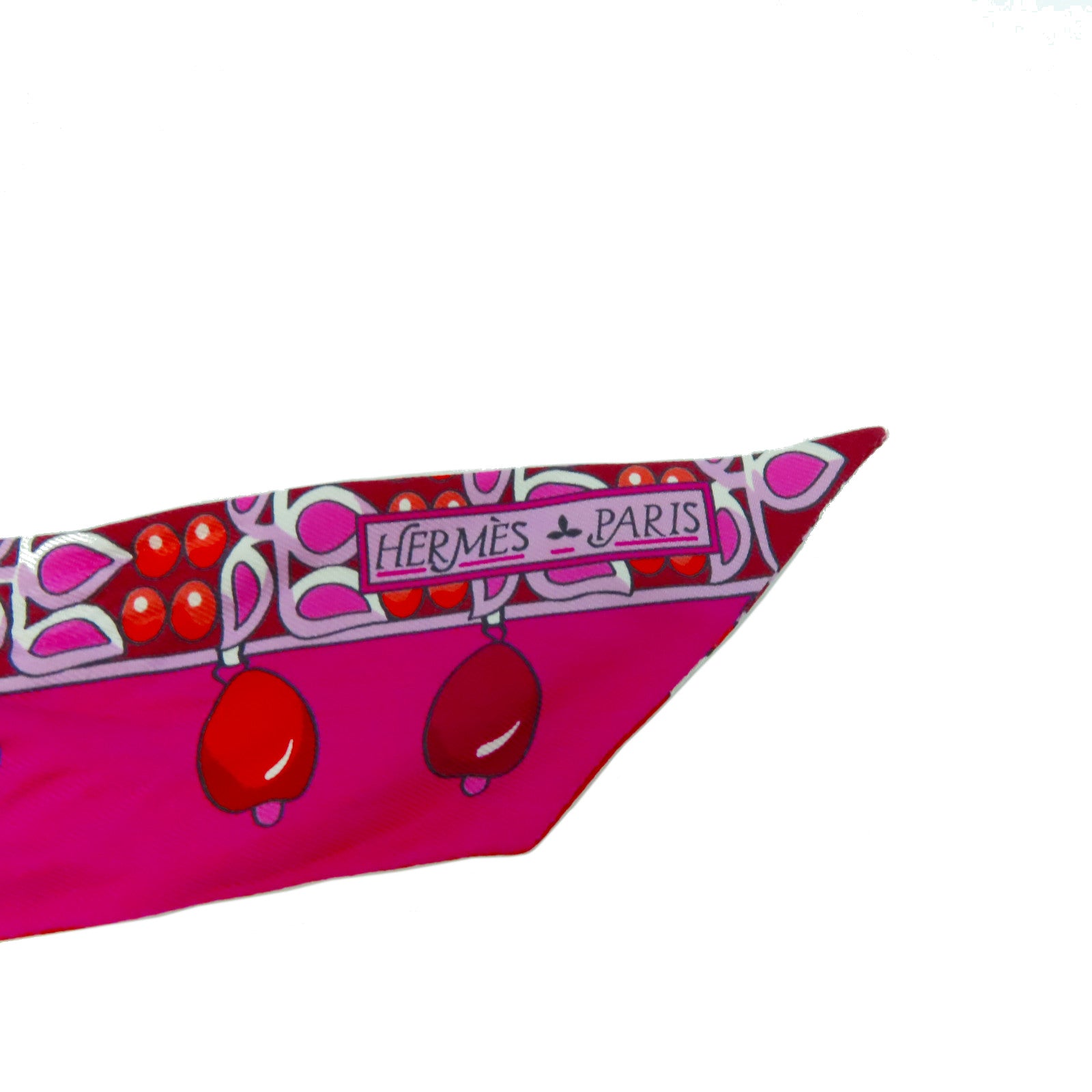 HERMES 【激減優惠】絲質Twilly絲巾紅色/粉紅色