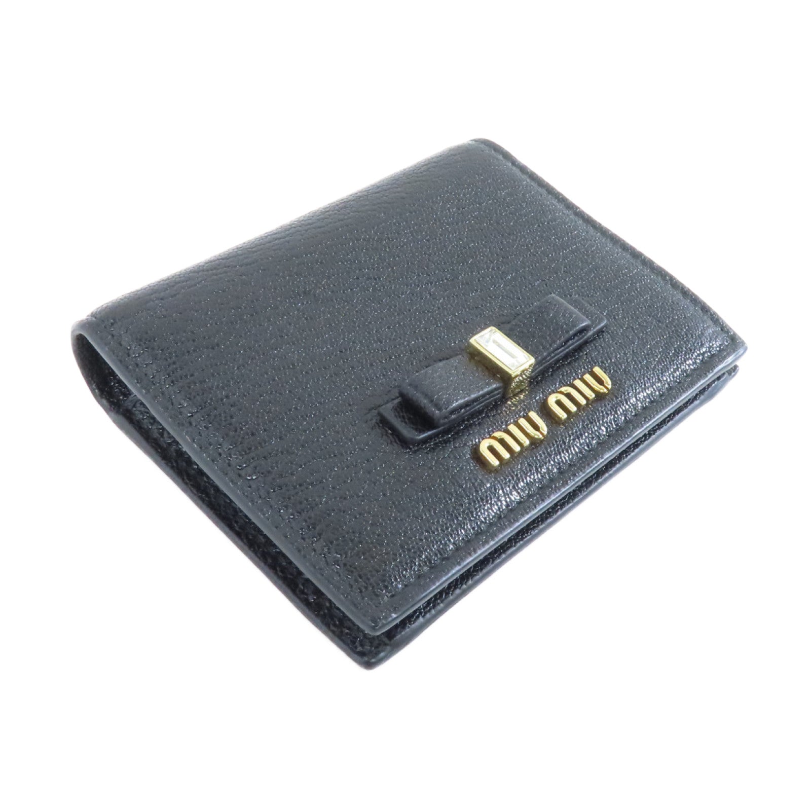 Miu Miu 牛皮皮革Wallet金扣錢包黑色