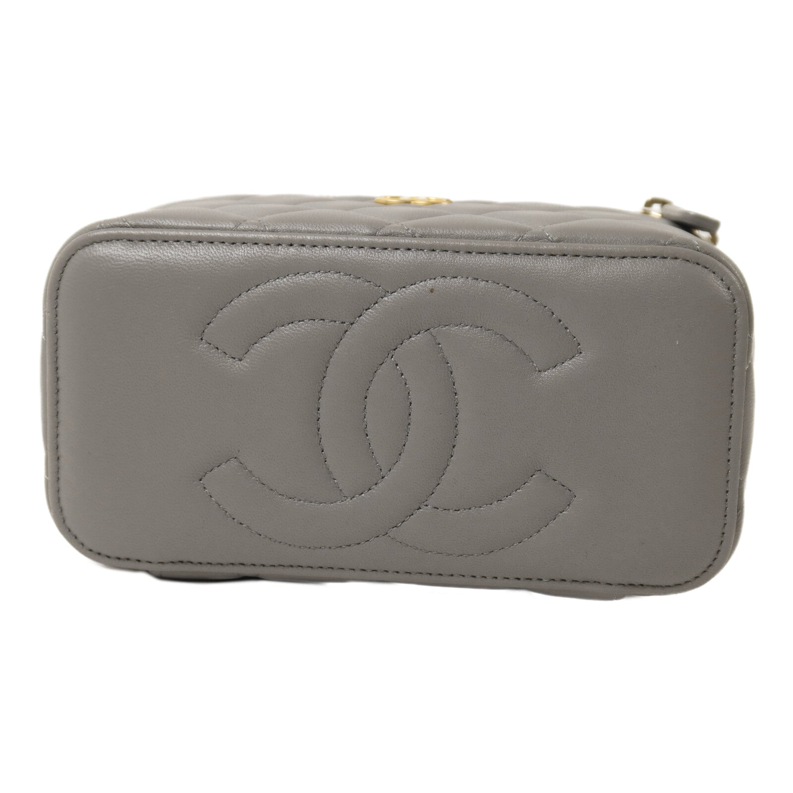 CHANEL 羊皮皮革Vanity Case金扣鏈帶手挽肩背兩用袋