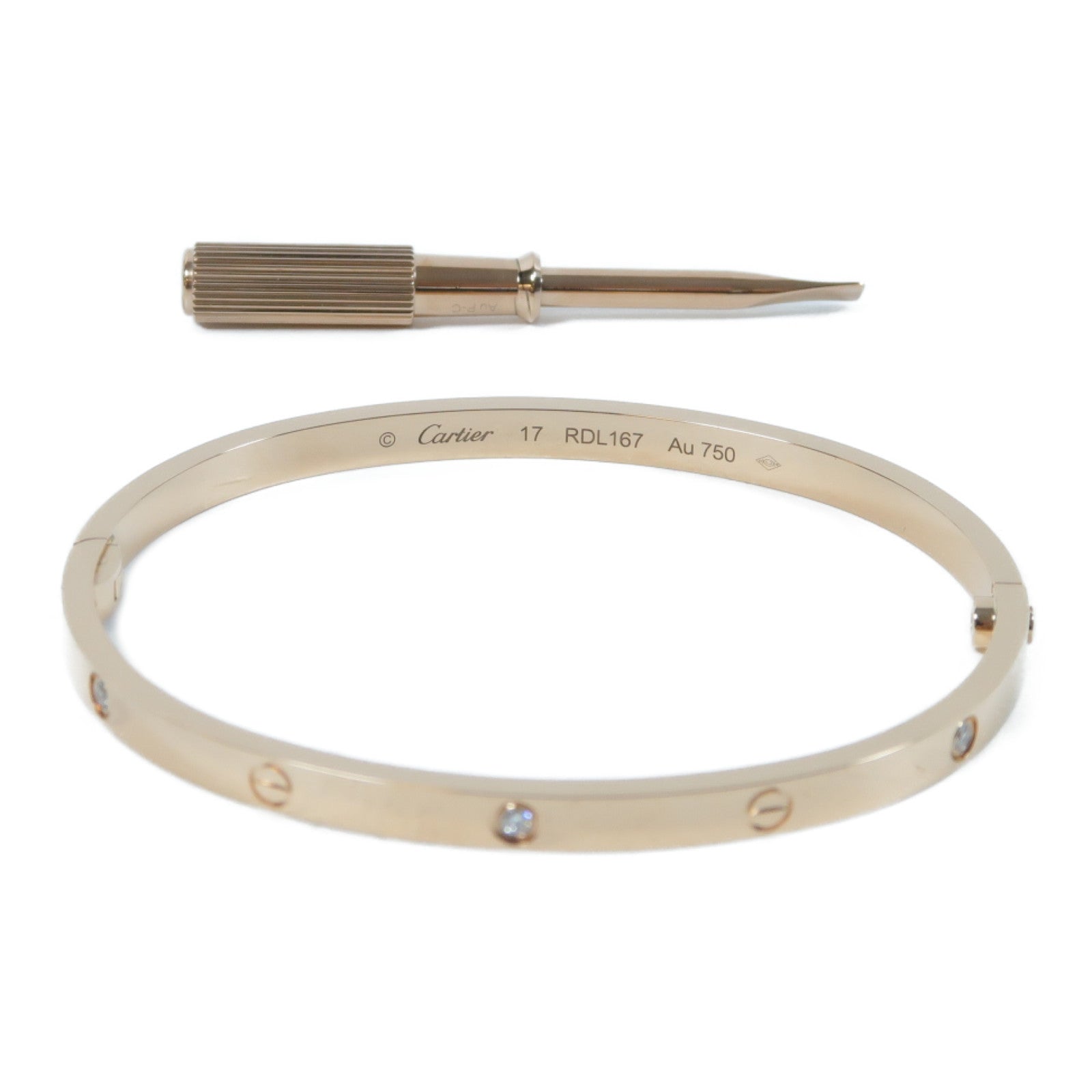 CARTIER 【激減優惠】18K玫瑰金Love Bracelet 6p Diamonds 0.15ct鑽石手鐲Cartier#17