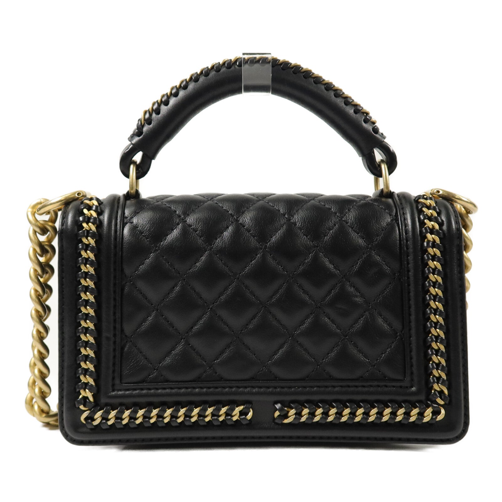 CHANEL 牛皮皮革Boy 20With Handle鏈帶肩背袋