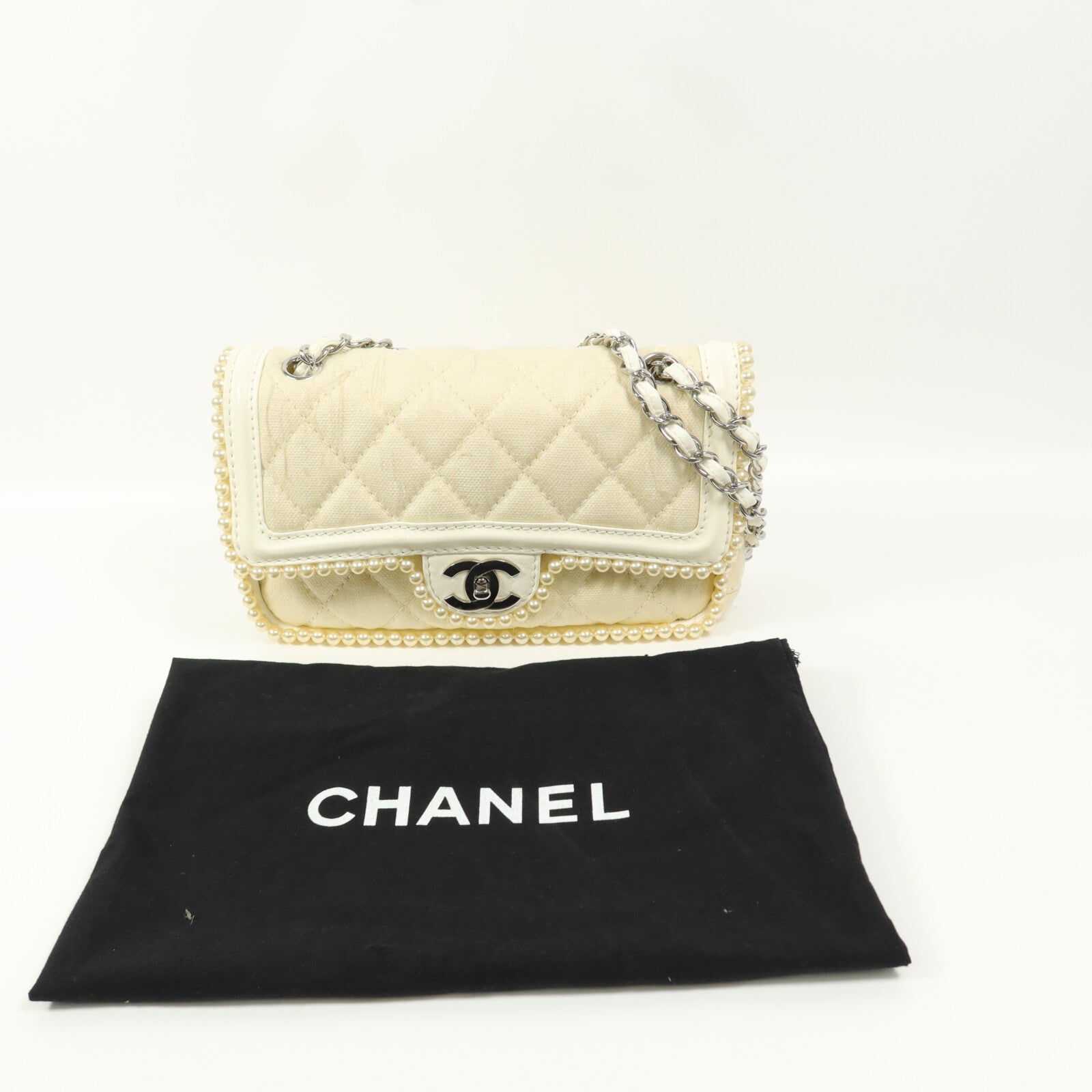 CHANEL 帆布Chain Shoulder Bag鏈帶肩背袋