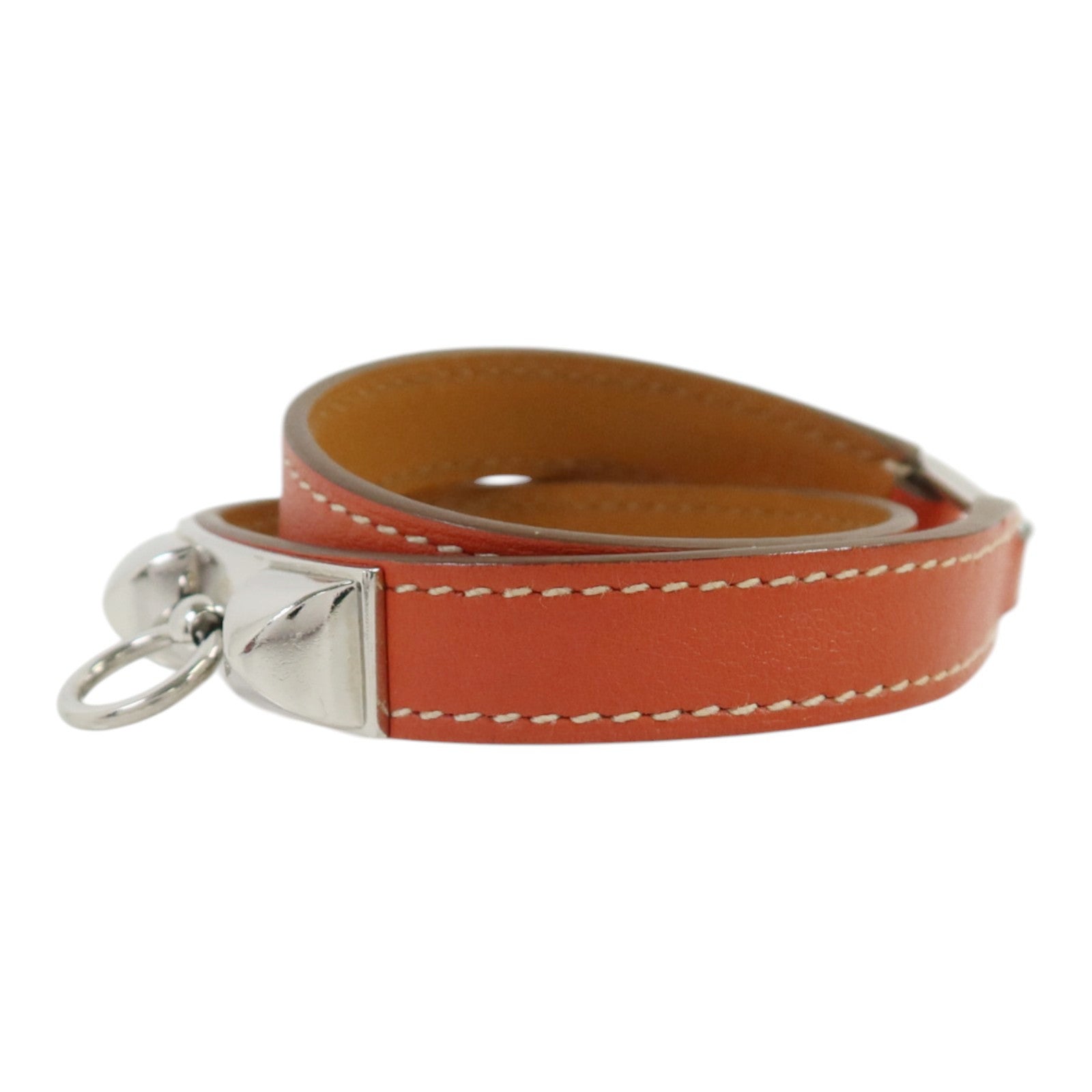 HERMES Swift皮革Rivale Double Tour Bracelet銀扣手鏈