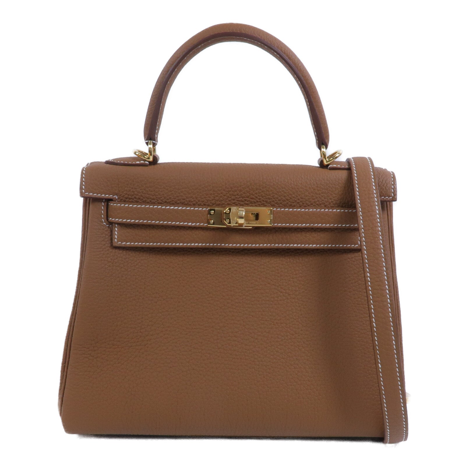 HERMES Togo皮革Kelly 25手挽肩背兩用袋Gold