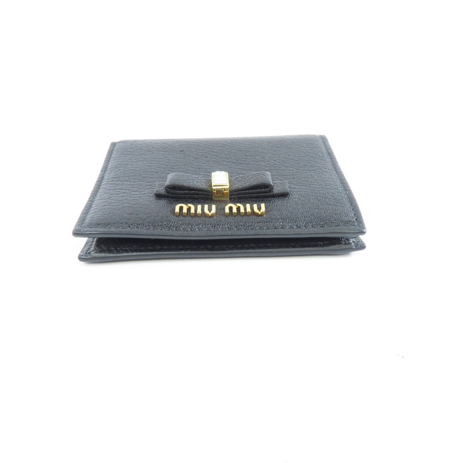 Miu Miu 牛皮皮革Wallet金扣錢包黑色