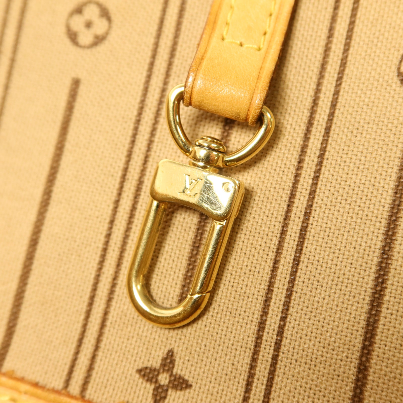 LOUIS VUITTON Monogram Neverfull MM金扣手挽袋