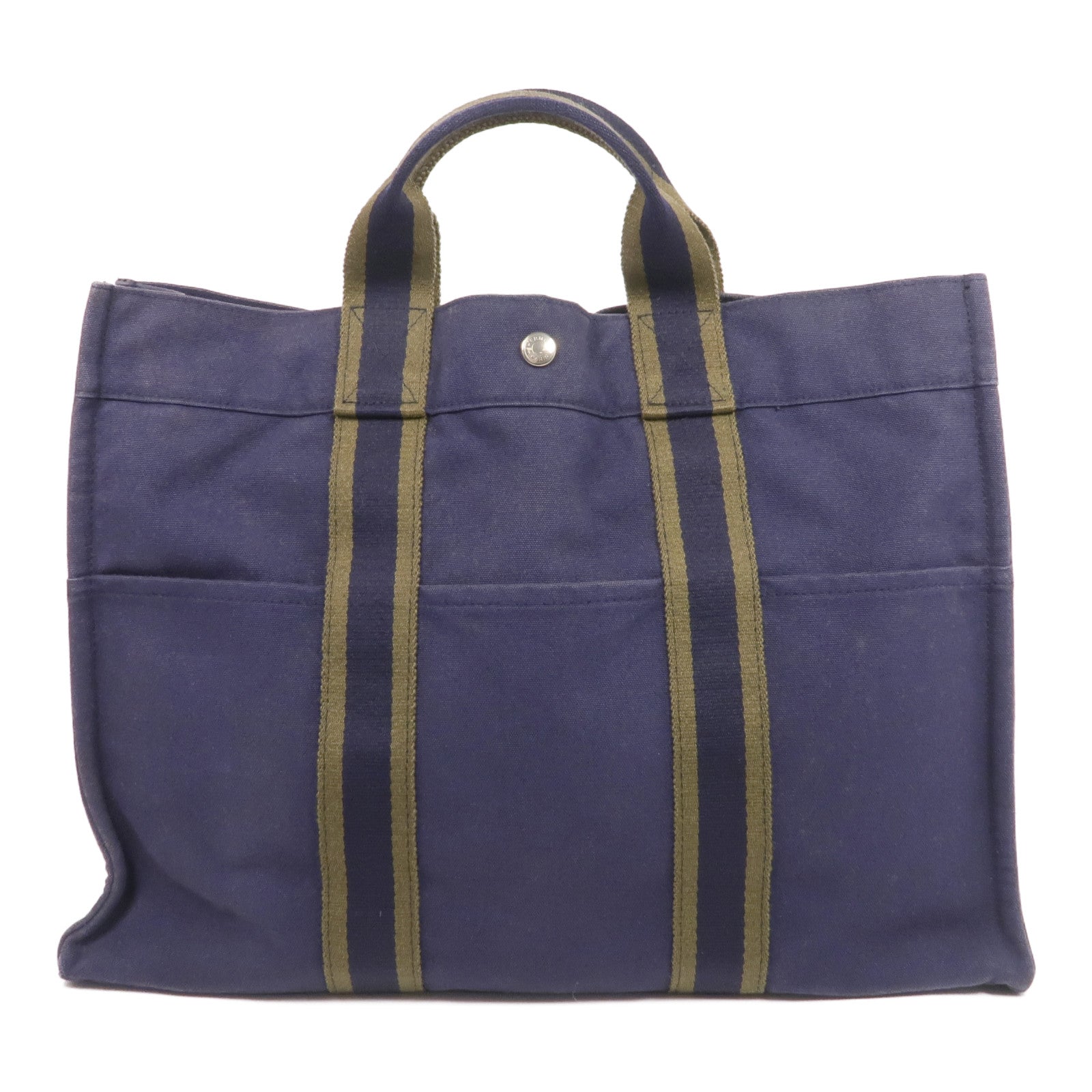 HERMES 帆布Herline MM銀扣手挽袋