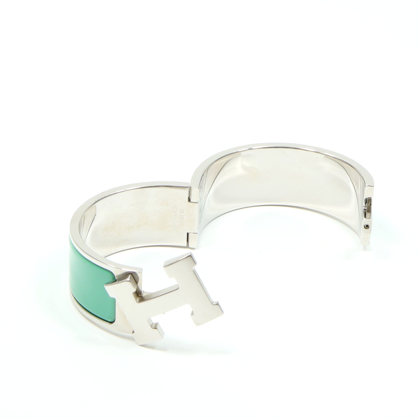 HERMES 金屬/琺瑯Clic-Clac H手鐲Vert Menthe