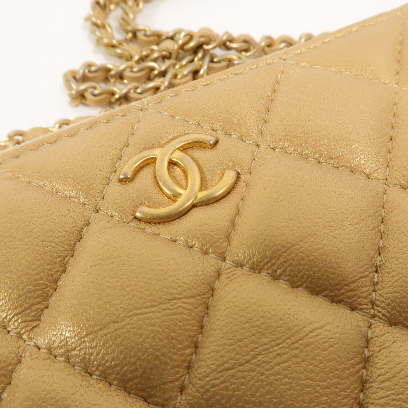 CHANEL 羊皮皮革Double Zip Clutch Bag鏈帶肩背袋