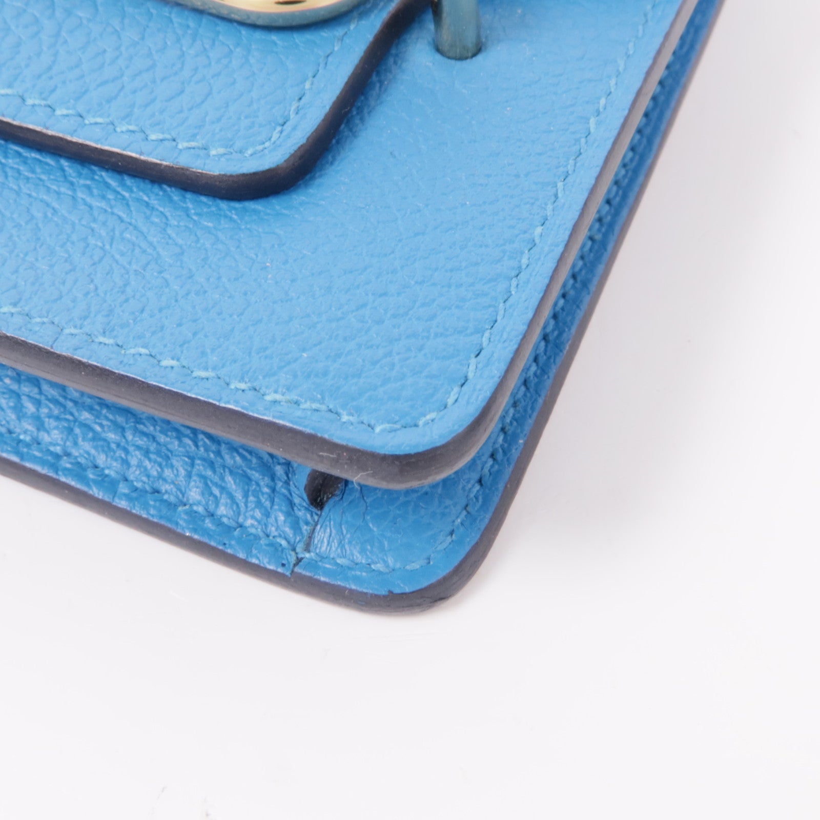 HERMES GHW Roulis Slim Wallet Evercolor Leather Blue