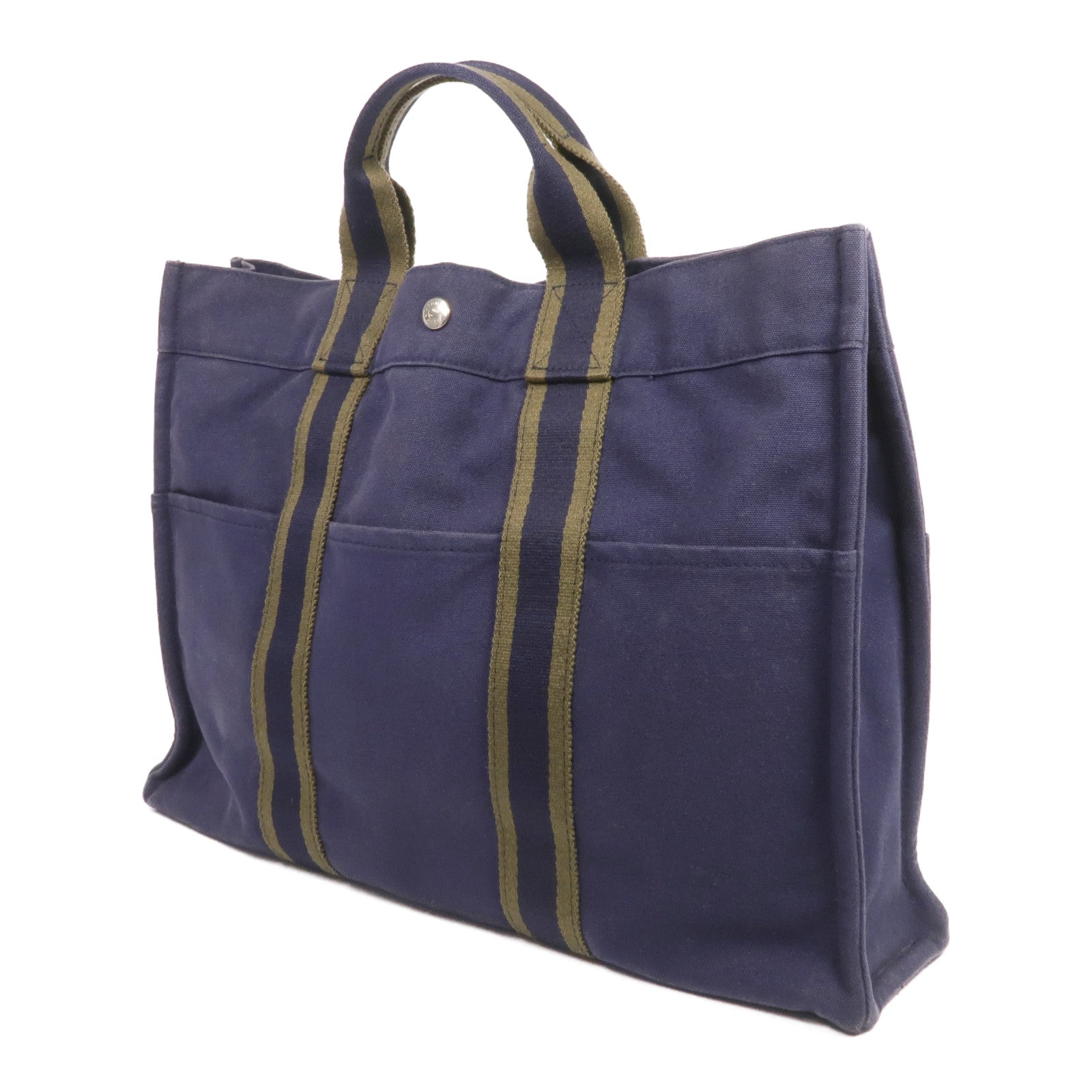 HERMES 帆布Herline MM銀扣手挽袋