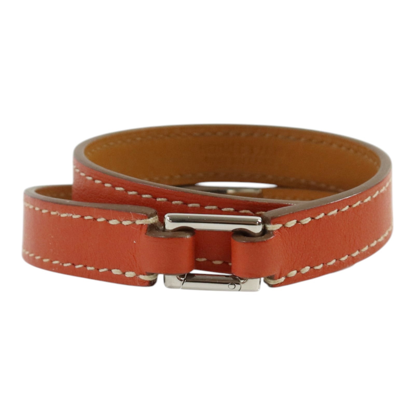 HERMES Swift皮革Rivale Double Tour Bracelet銀扣手鏈