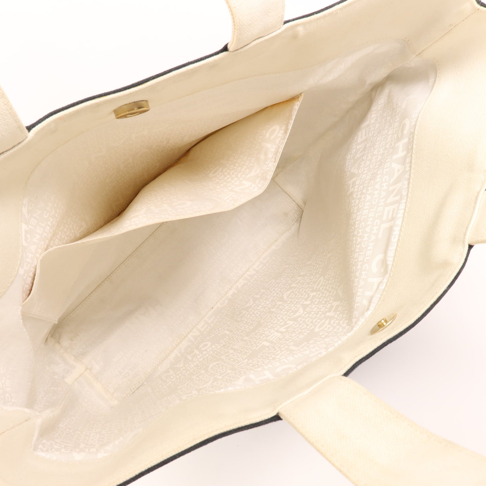 CHANEL 帆布Tote Bag金扣手挽袋