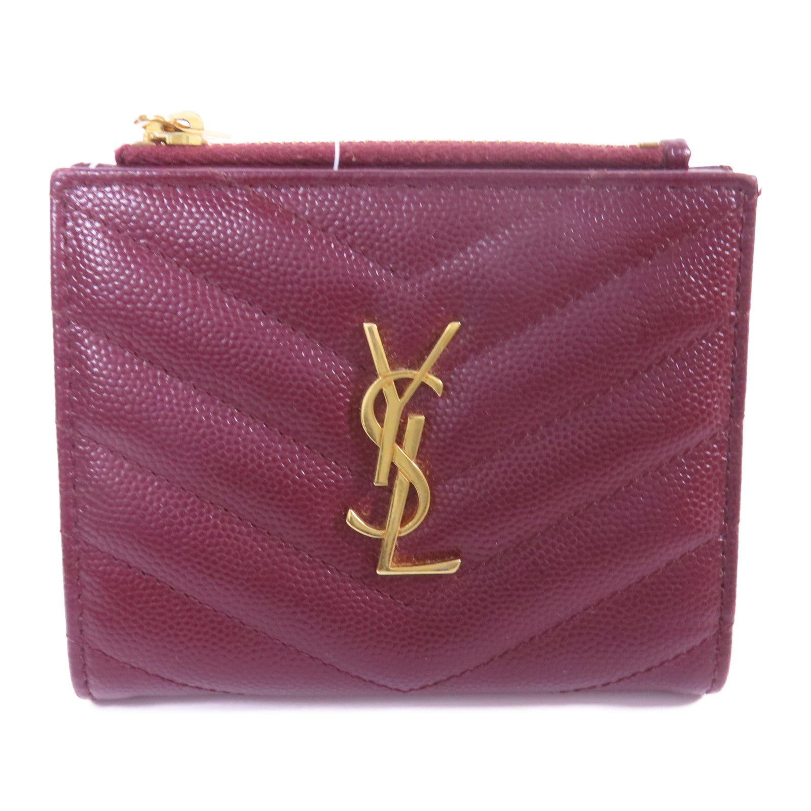 YVES SAINT LAURENT 牛皮皮革Wallet金扣錢包