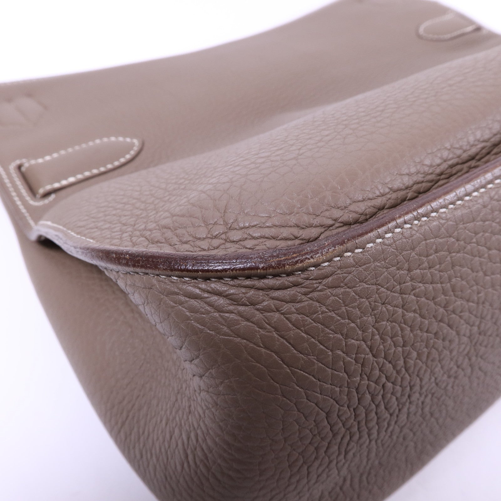 HERMES Clemence皮革Jypsiere 34銀扣肩背袋Etoupe