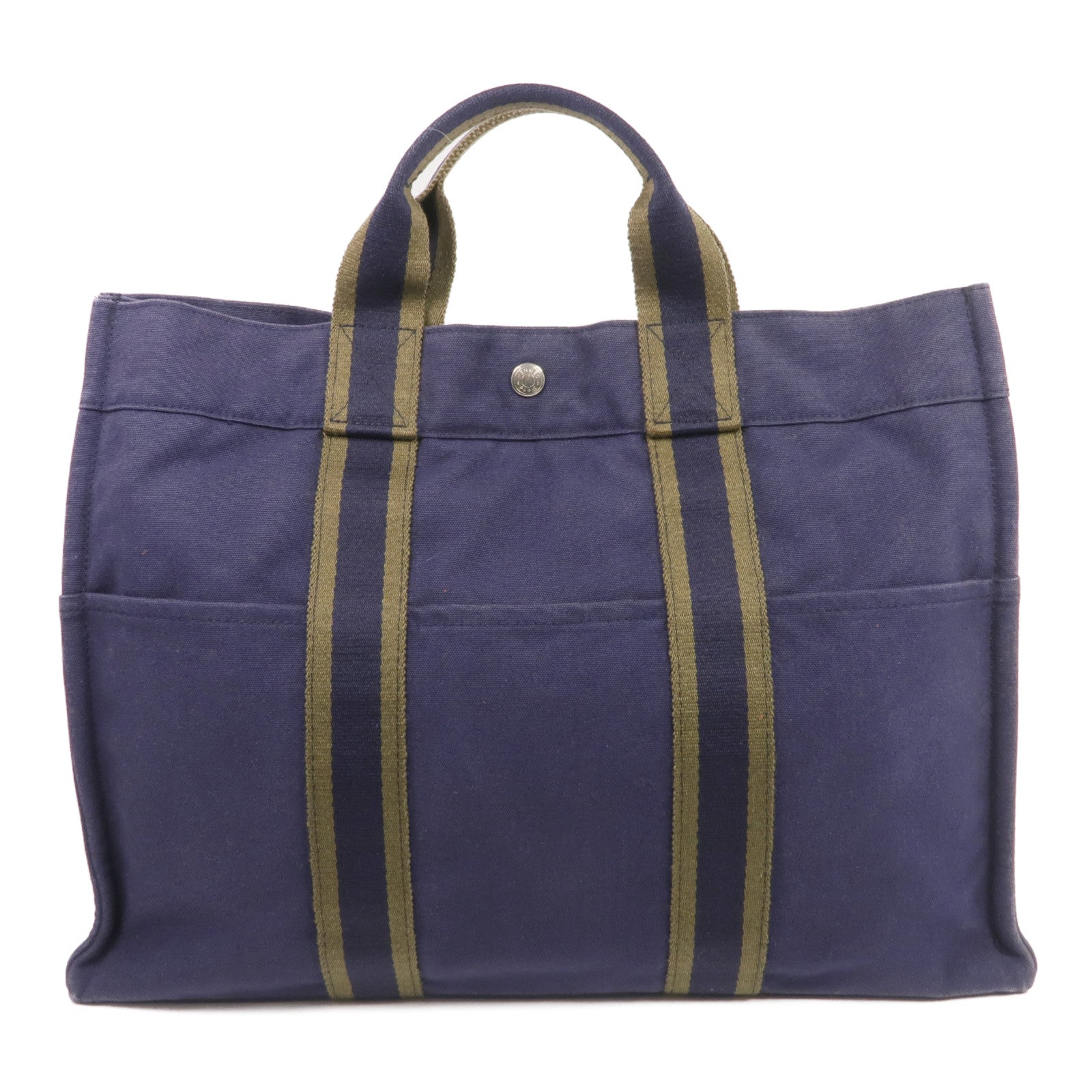 HERMES 帆布Herline MM銀扣手挽袋