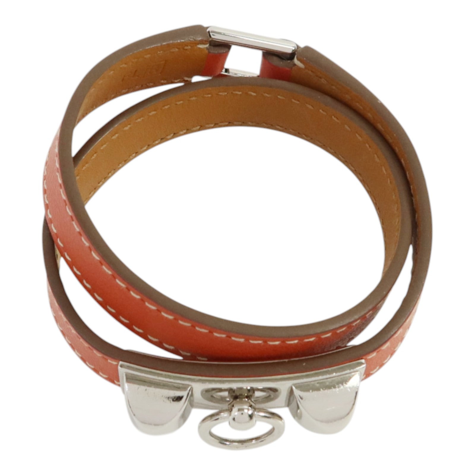 HERMES Swift皮革Rivale Double Tour Bracelet銀扣手鏈