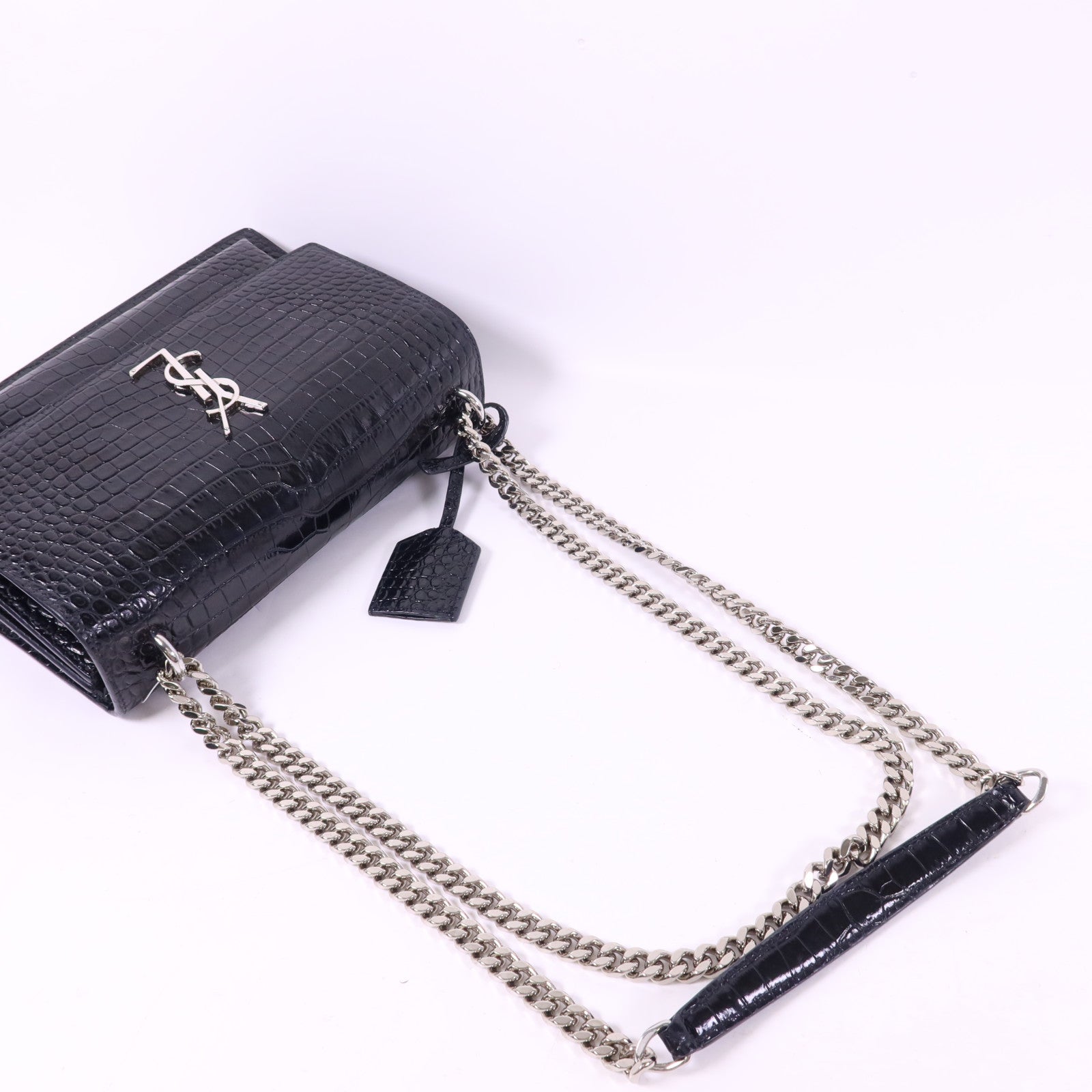 SAINT LAURENT 牛皮皮革Sunset Medium銀扣鏈帶肩背袋