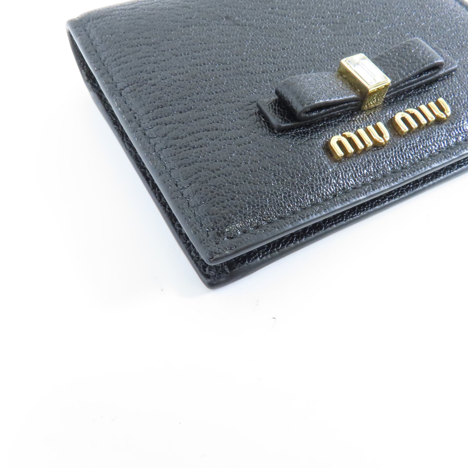 Miu Miu 牛皮皮革Wallet金扣錢包黑色