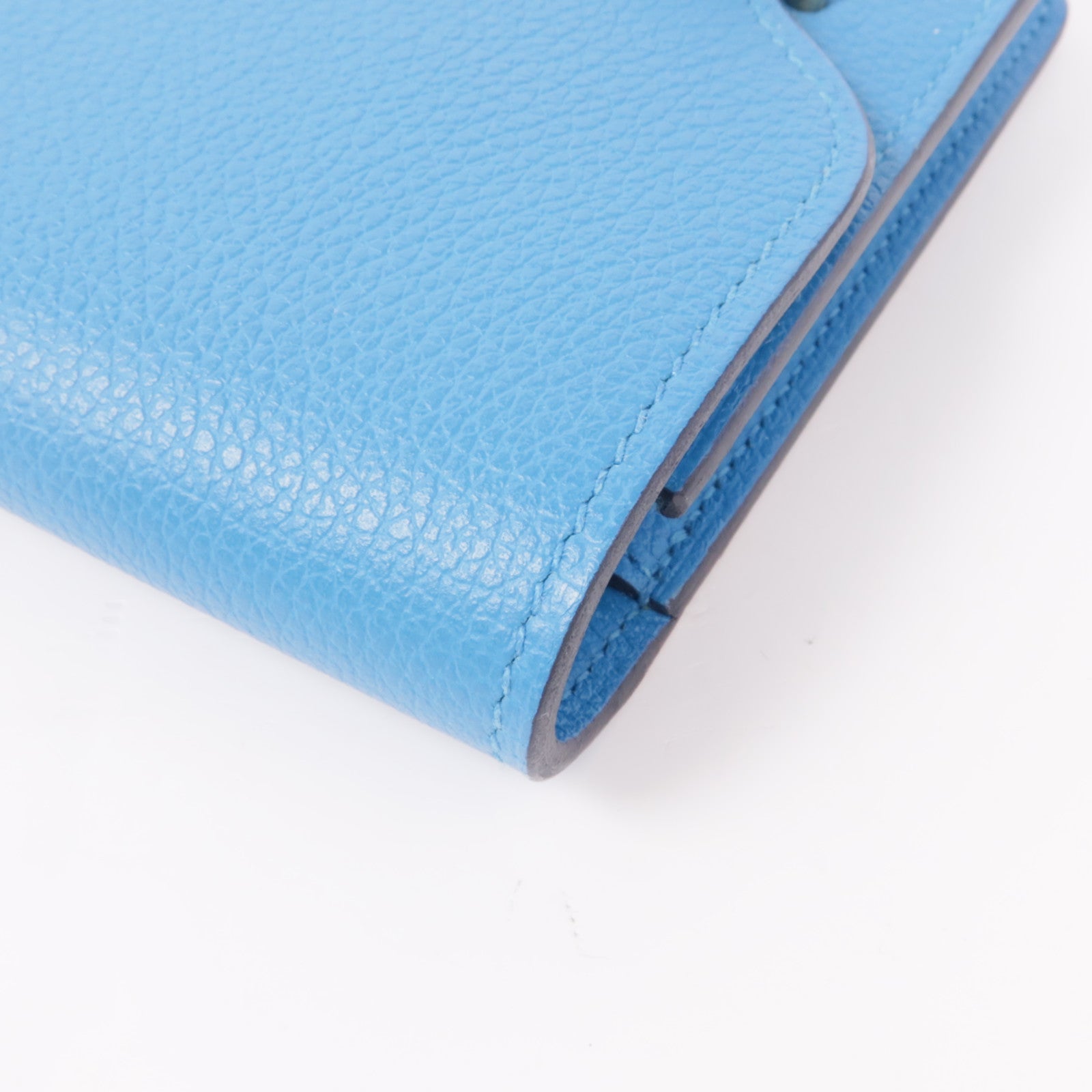 HERMES Evercolor皮革Roulis Slim金扣錢包藍色