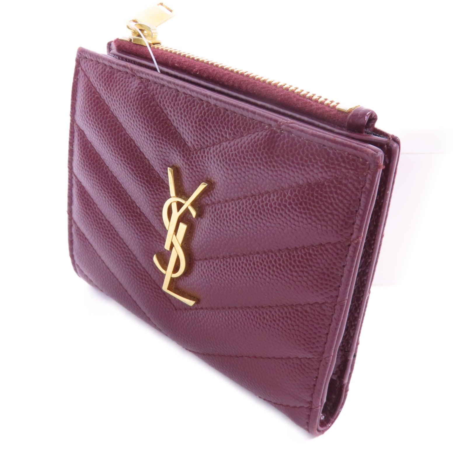 YVES SAINT LAURENT 牛皮皮革Wallet金扣錢包