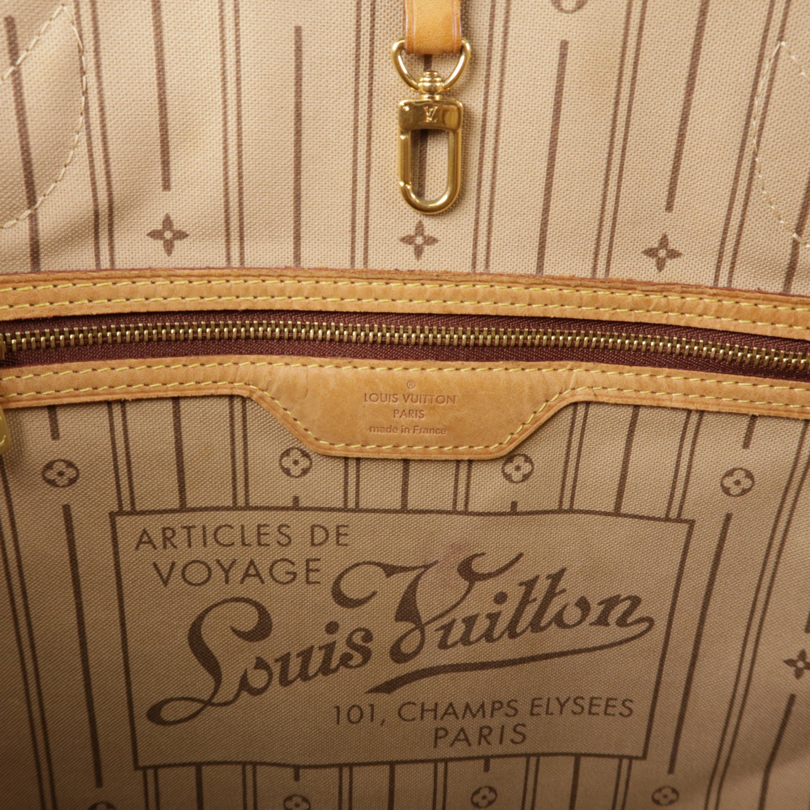 LOUIS VUITTON Monogram Neverfull MM金扣手挽袋