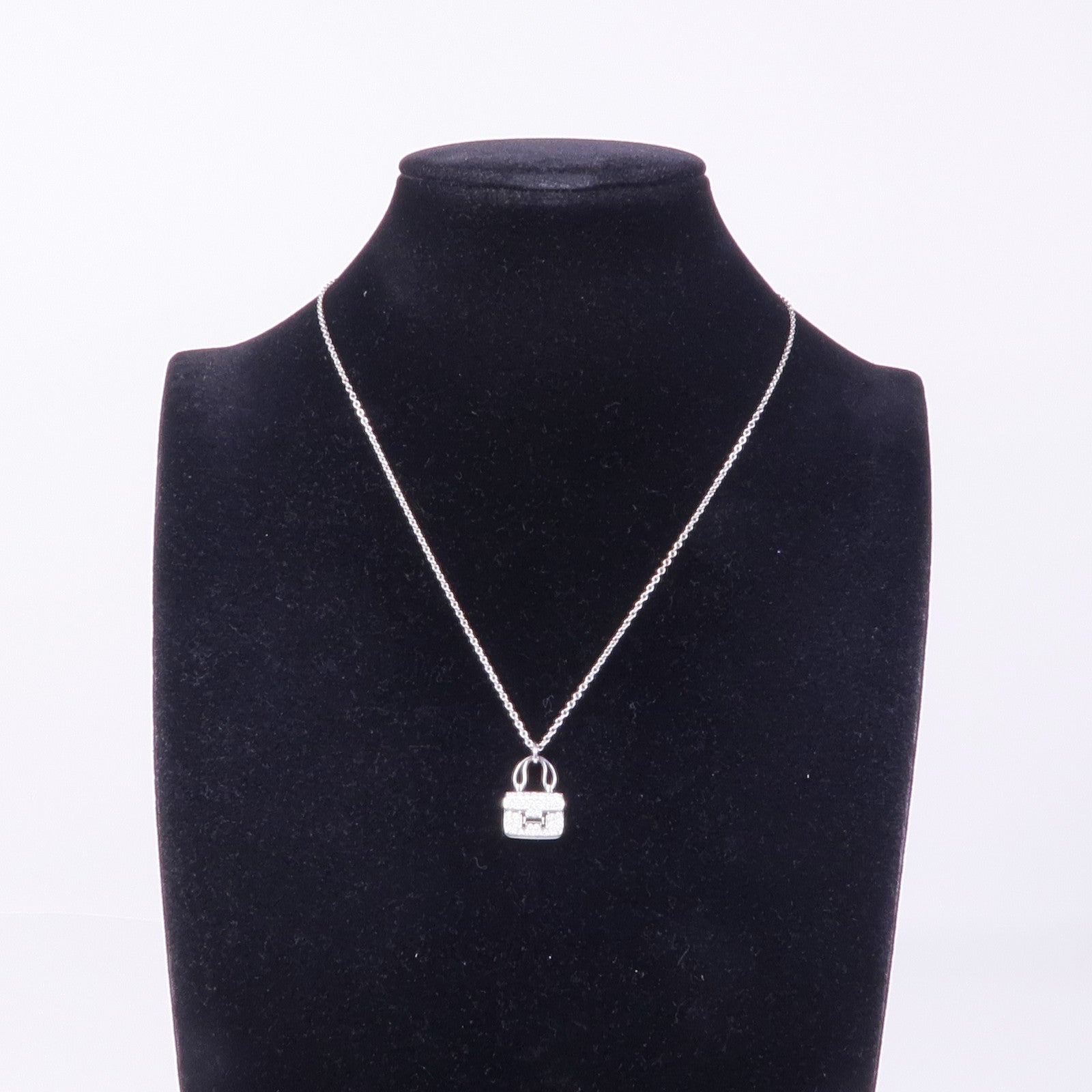HERMES 18K白金Amulettes Constance Diamond Necklace鑽石項鍊